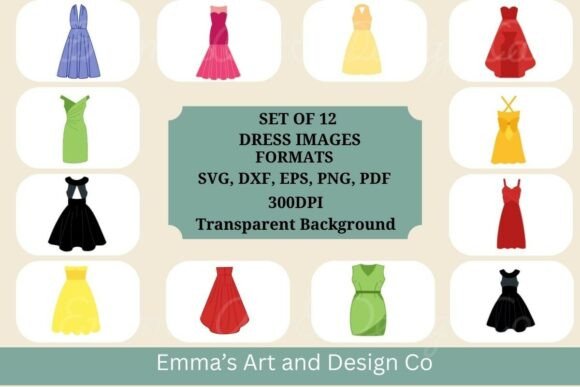 12 Elegant Dress SVG Bundle: Graphics for Crafts