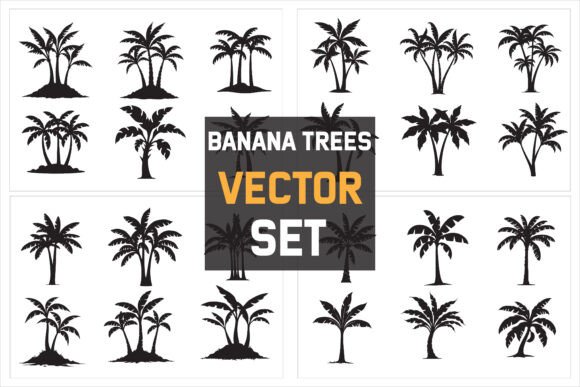 Banana Tree Vector Silhouette for Crafts & Graphics