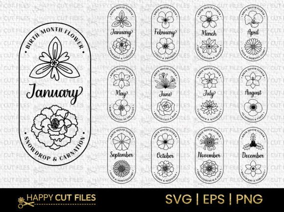 Birth Flower Svg Bundle Boho Clip Art Graphics