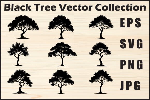 Black Tree Vector Clipart Pack: Graphics & Illustrations