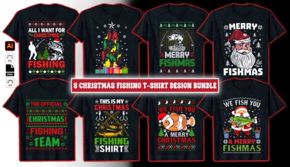 Christmas Fishing Graphics: Top T-Shirt Designs