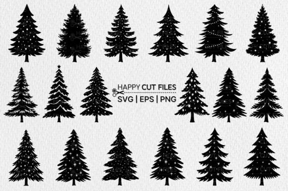 Christmas Tree Silhouette SVG Bundle: Graphics & Illustrations
