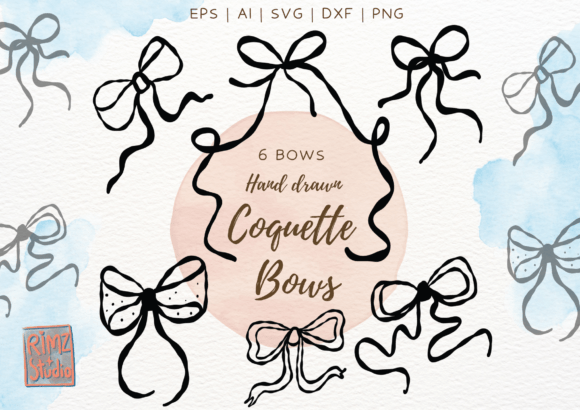 Coquette Hand Drawn Bows Graphics & Illustrations
