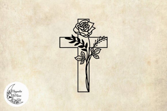 Cross with Rose: Graphics for Crafts