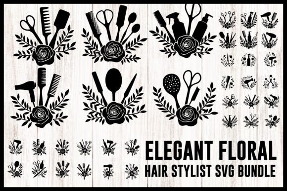 Elegant Floral Hair Stylist SVG Bundle for Crafts & Graphics
