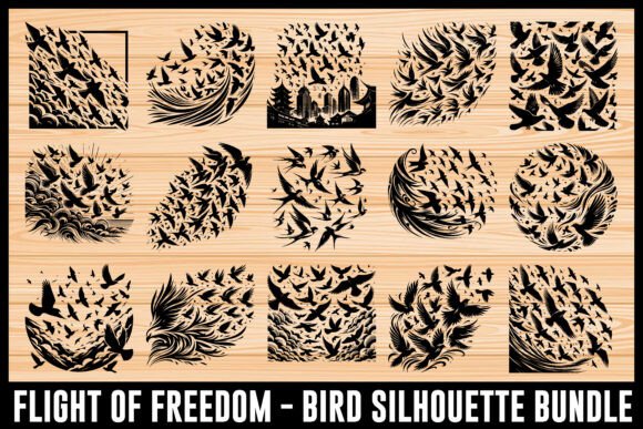 Flight of Freedom Bird Silhouette Graphics & Crafts