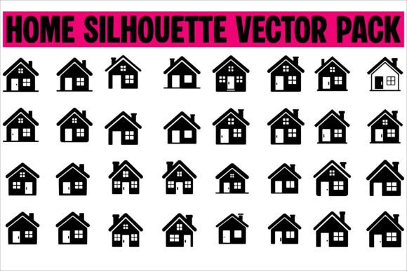 House Icons Black Silhouette Vector Set2 for Graphics & Crafts