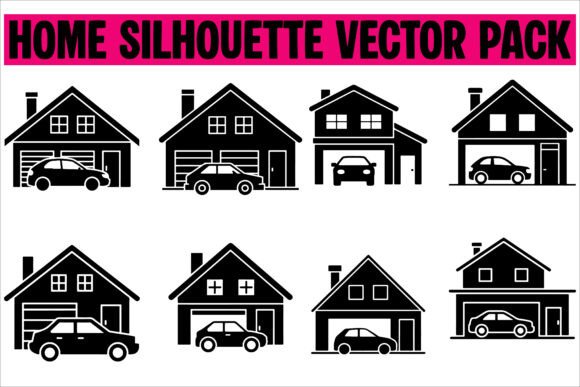 House with Car Icons: Smart Graphics for Crafts