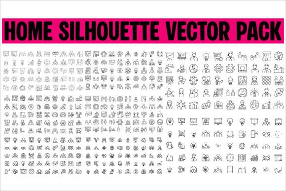 Icons Black Silhouette Vector Sets: Graphics for Crafts