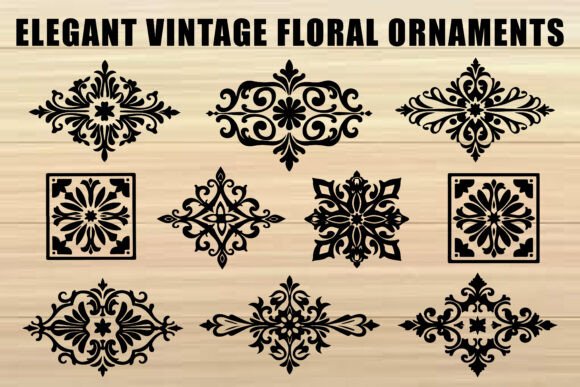 Laser Cut Floral Ornament Set: Graphics & Illustrations