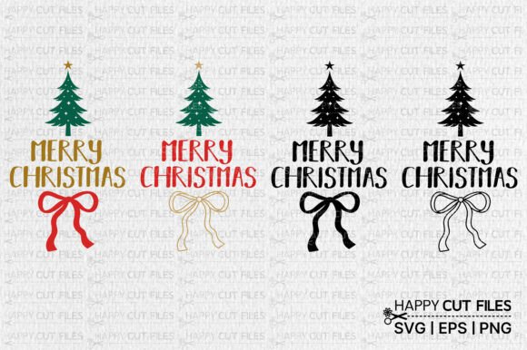 Merry Christmas Tree Bow Coquette Svg Graphics