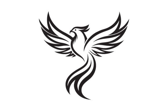 Phoenix Silhouette Vector Icon: Graphics & Print Materials Mockups