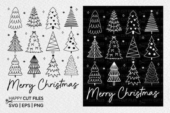 Reviewing Merry Christmas Tree Hand Drawn SVG PNG Graphics