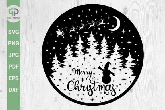 Snowman and Santa Night SVG: Graphics & Illustrations
