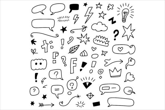 Trendy Black Doodle Set for Crafts & Graphics